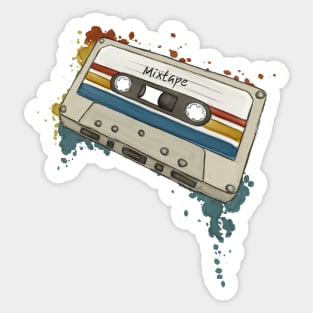 Watercolor Retro Style Mixtape Funky Old School Cassette Sticker